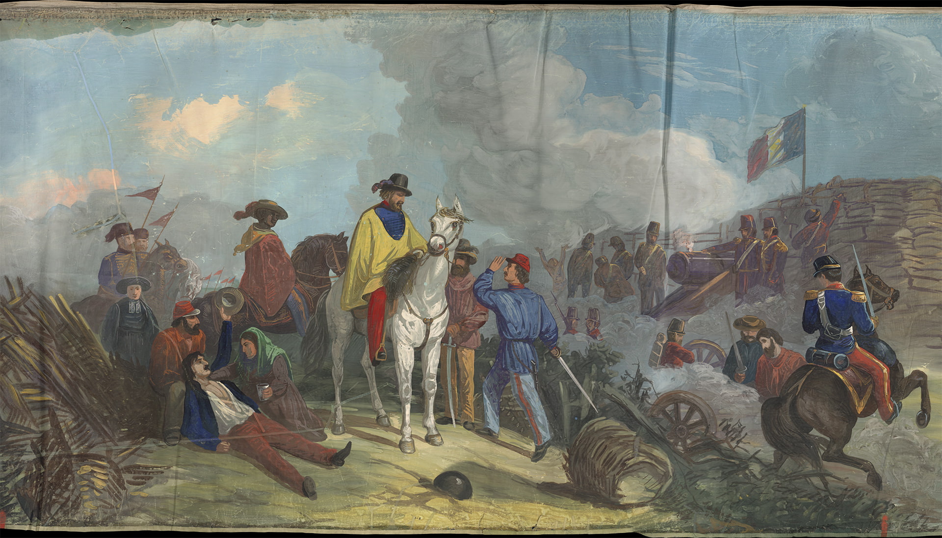 Garibaldi on horseback on the battlefield