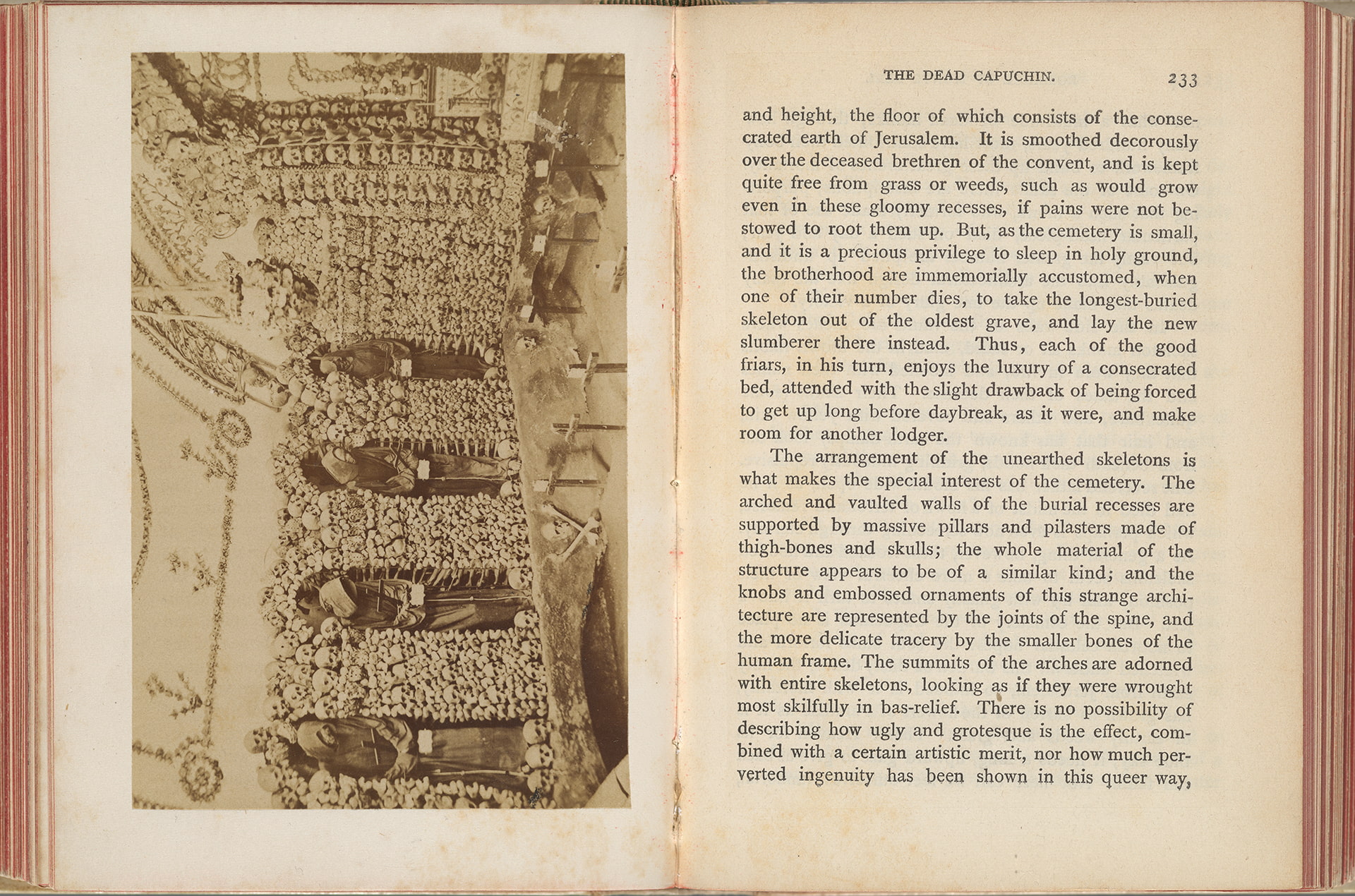 page spread from an antique book, with an image on the left and text on the right