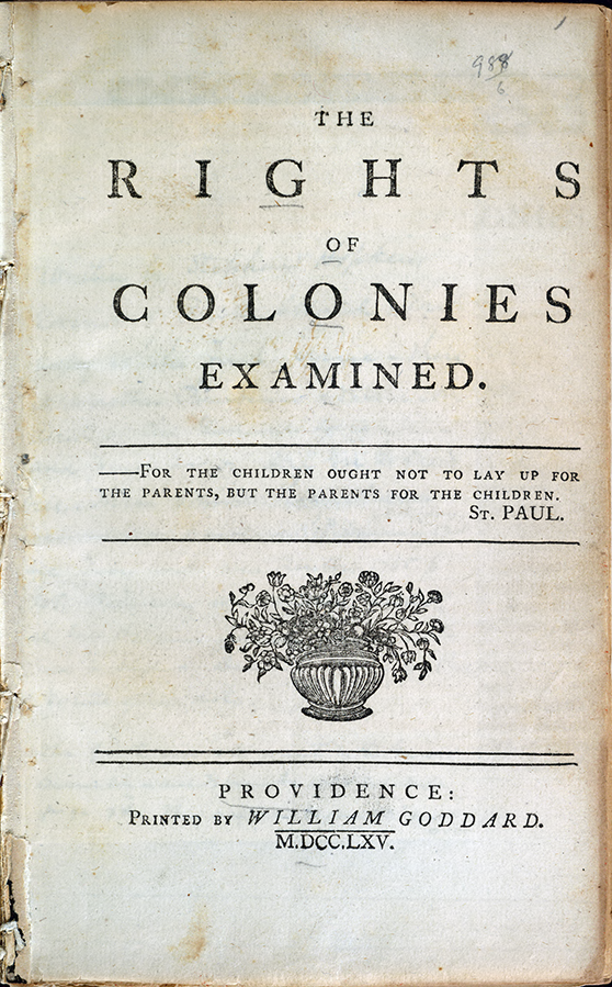 Cover page of The Rights of the Colonies Examined