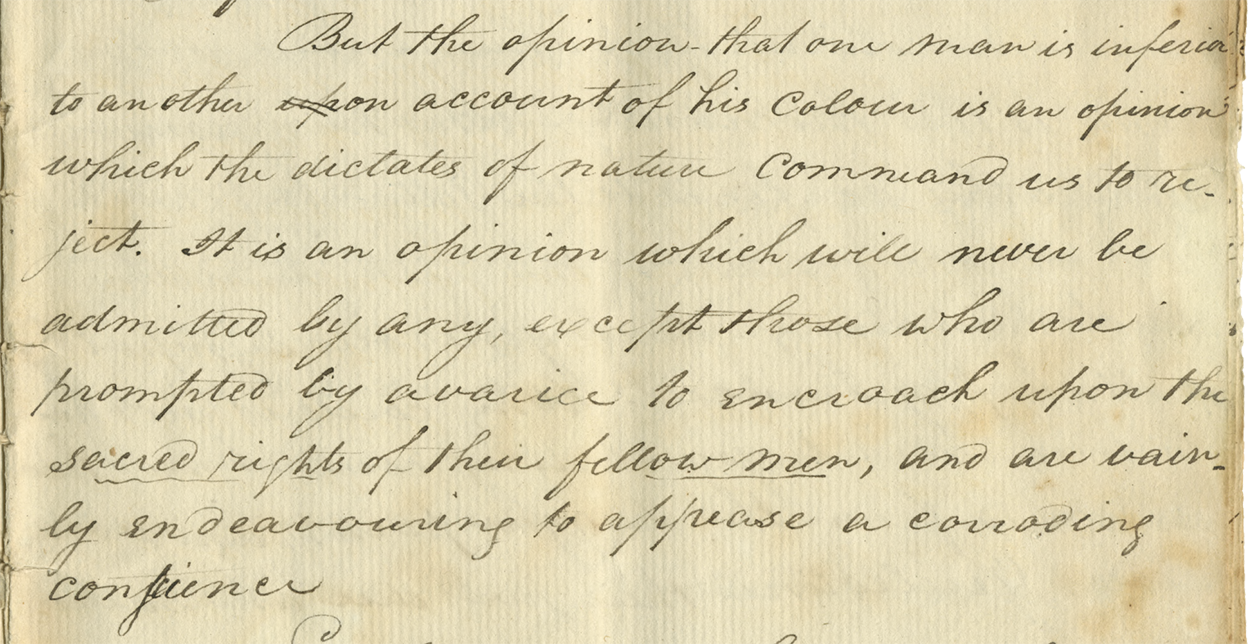 Detail from handwritten commencement address